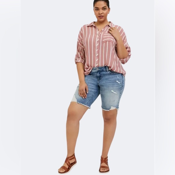 torrid Pants - Torrid Distressed Denim Cutoff Jean Shorts Stretch Bermuda Cotton Size 16